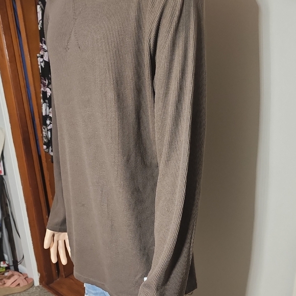 Casual Brown Ribbed Long Sleeve Shirt - Picture 7 of 9
